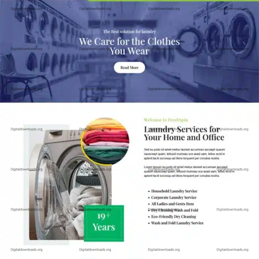 FreshSpin FSE: Comprehensive Laundry & Cleaning Service WordPress Theme