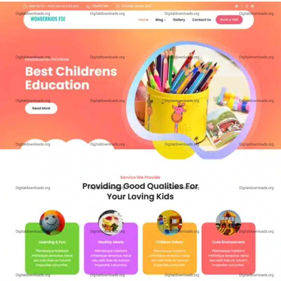 WonderKids FSE – Nursery & Preschool Full Site Editing WordPress Theme