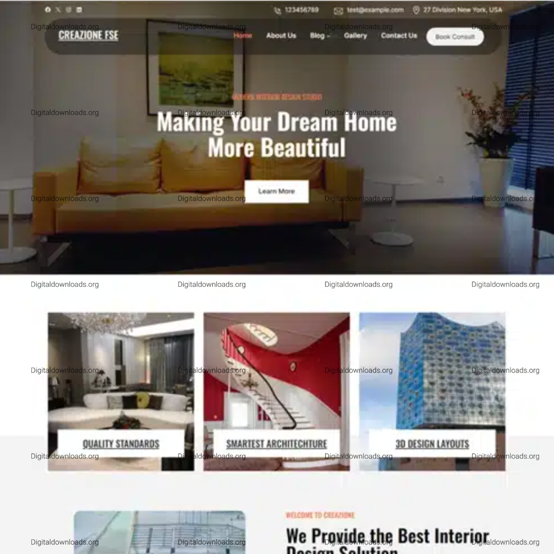 Creazione FSE – Luxury Architecture & Interior Design Full Site Editing WordPress Theme