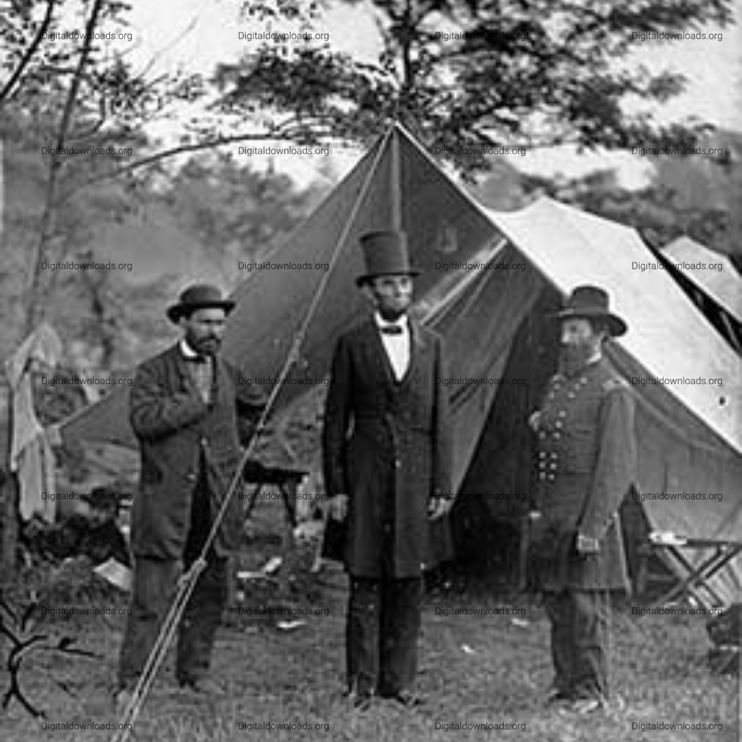 Antietam, Md. Allan Pinkerton, President Lincoln, and Maj. Gen. John A. McClernand Wall Art – Historic Civil War Photograph Reproduction