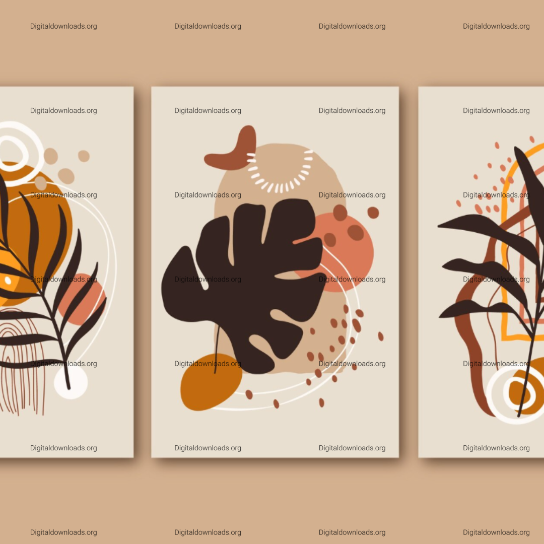 Hand Drawn Flat Design Boho Wall Art – Minimalist Bohemian Digital Prints