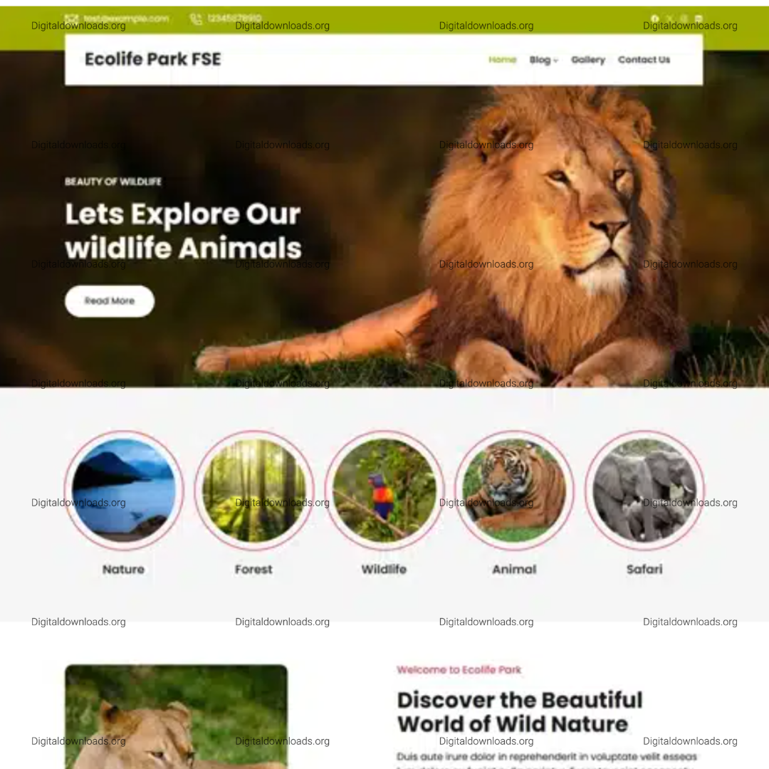 Ecolife Park FSE – Safari & Wildlife Full Site Editing WordPress Theme