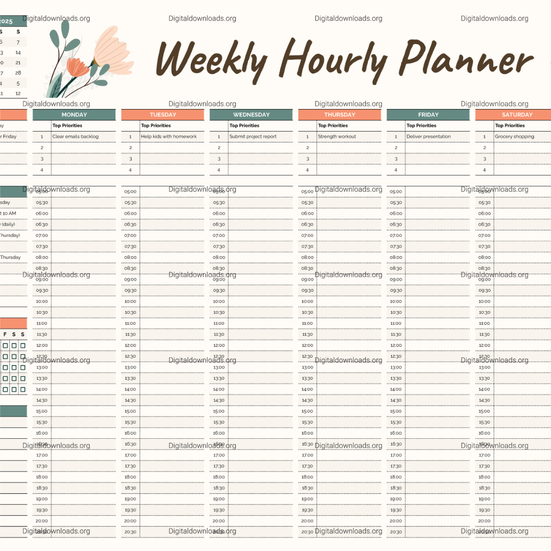 Ultimate Weekly Hourly Planner 2025: Schedule Every Hour with Precision