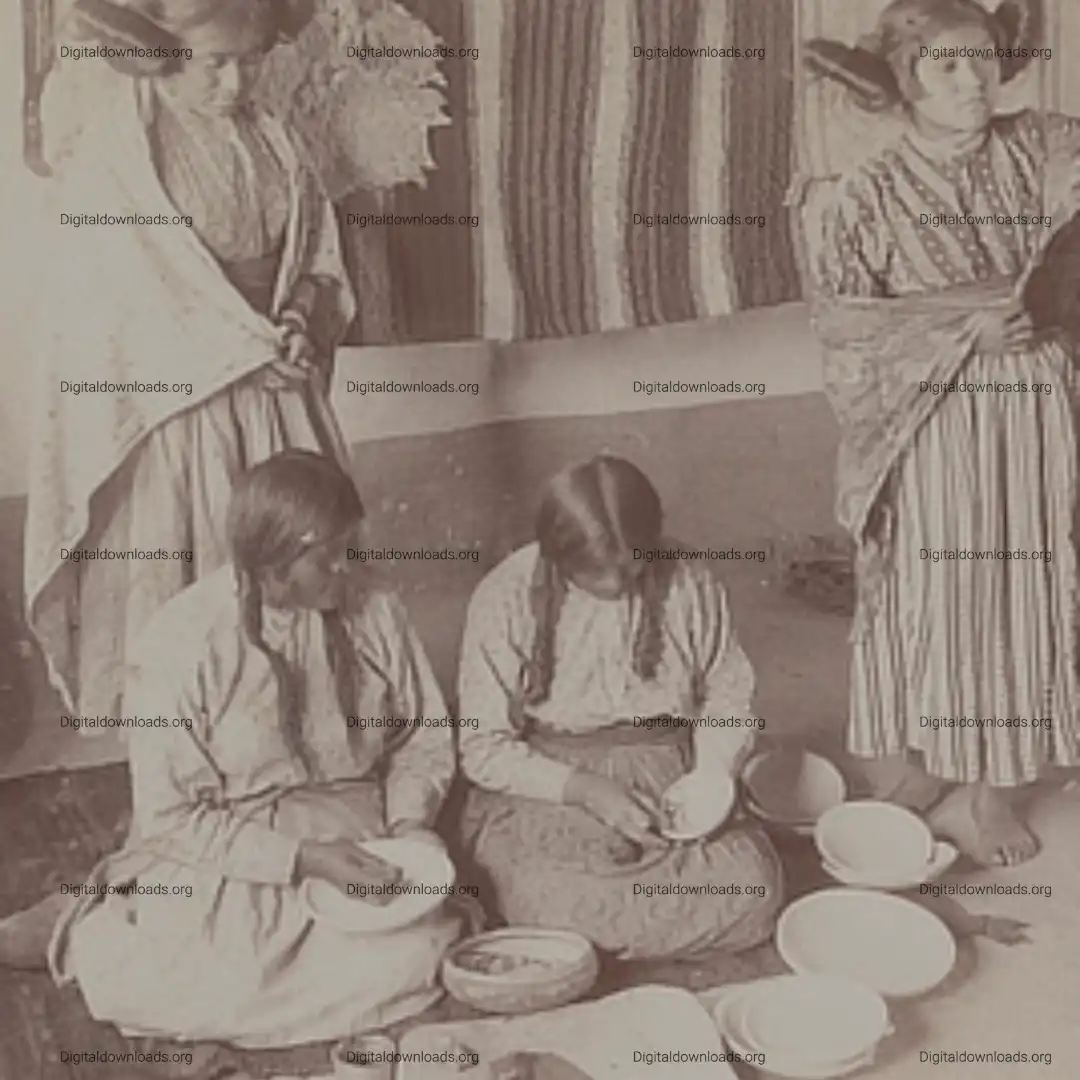 Hopi Women Decorating Pottery