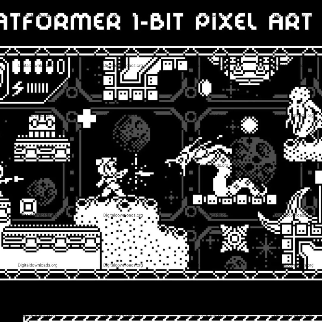 Sci-Fi Platformer 1-Bit Pixel Art Game Kit